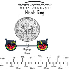 Load image into Gallery viewer, 14G 9/16 Watermelon Cat Love Barbell Nipple Ring Set

