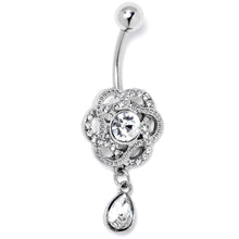 将图片加载到图库查看器，Clear Gem Celtic Knot Elegance Dangle Belly Ring
