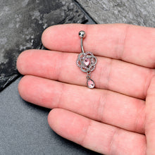 将图片加载到图库查看器，Pink Gem Celtic Knot Elegance Dangle Belly Ring

