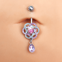 将图片加载到图库查看器，Pink Gem Celtic Knot Elegance Dangle Belly Ring
