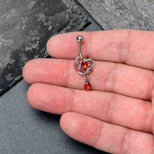 将图片加载到图库查看器，Red Gem Celtic Knot Elegance Dangle Belly Ring
