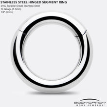 Load image into Gallery viewer, 14G 1/4 316L Surgical Steel Precision Hinged Segment Hoop

