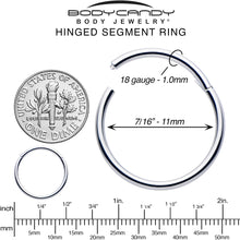 Load image into Gallery viewer, 18G 7/16 316L Surgical Steel Precision Hinged Segment Hoop
