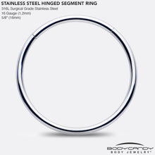 Load image into Gallery viewer, 16G 5/8 316L Surgical Steel Precision Hinged Segment Hoop
