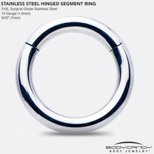 Load image into Gallery viewer, 14G 7mm 316L Surgical Steel Precision Hinged Segment Hoop
