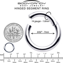 Load image into Gallery viewer, 14G 7mm 316L Surgical Steel Precision Hinged Segment Hoop
