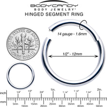 Load image into Gallery viewer, 14G 1/2 316L Surgical Steel Precision Hinged Segment Hoop
