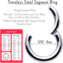 Load image into Gallery viewer, 12G 5/16 316L Surgical Steel Precision Hinged Segment Hoop
