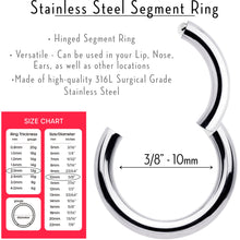 Load image into Gallery viewer, 12G 3/8 316L Surgical Steel Precision Hinged Segment Hoop
