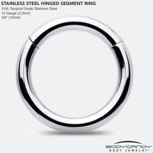 Load image into Gallery viewer, 12G 3/8 316L Surgical Steel Precision Hinged Segment Hoop

