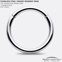 Load image into Gallery viewer, 12G 9/16 316L Surgical Steel Precision Hinged Segment Hoop
