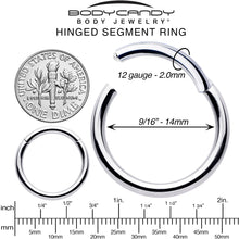 Load image into Gallery viewer, 12G 9/16 316L Surgical Steel Precision Hinged Segment Hoop
