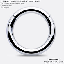 Load image into Gallery viewer, 8G 9/16 316L Surgical Steel Precision Hinged Segment Hoop
