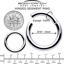 Load image into Gallery viewer, 8G 9/16 316L Surgical Steel Precision Hinged Segment Hoop
