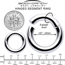 将图片加载到图库查看器，6G 1/2 316L Surgical Steel Precision Hinged Segment Hoop

