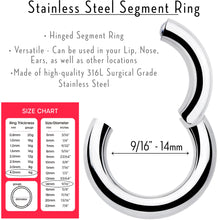 Load image into Gallery viewer, 6G 9/16 316L Surgical Steel Precision Hinged Segment Hoop
