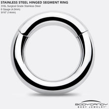 Load image into Gallery viewer, 6G 9/16 316L Surgical Steel Precision Hinged Segment Hoop
