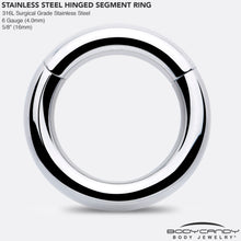 Load image into Gallery viewer, 6G 5/8 316L Surgical Steel Precision Hinged Segment Hoop
