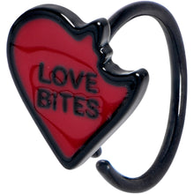 Load image into Gallery viewer, 20G 5/16 Black Love Bites Heart Valentines Nose Hoop
