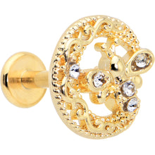 Load image into Gallery viewer, 16G 5/16 Clear Gem Gold Tone Interally Threaded Dragonfly Labret
