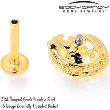 Load image into Gallery viewer, 16G 5/16 Clear Gem Gold Tone Interally Threaded Dragonfly Labret
