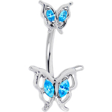 Load image into Gallery viewer, Blue Gem Fancy Fab Butterfly Double Mount Belly Ring
