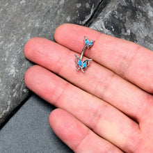 Load image into Gallery viewer, Blue Gem Fancy Fab Butterfly Double Mount Belly Ring
