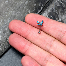 Load image into Gallery viewer, 16G 5/16 Clear Gem Chunky Butterfly Blue Curved Eyebrow Ring

