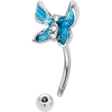 Load image into Gallery viewer, 16G 5/16 Clear Gem Chunky Butterfly Blue Curved Eyebrow Ring
