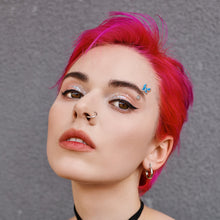 Load image into Gallery viewer, 16G 5/16 Clear Gem Chunky Butterfly Blue Curved Eyebrow Ring
