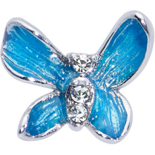 Load image into Gallery viewer, 20G 5/16 Clear Gem Chunky Butterfly Blue Nose Hoop
