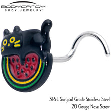 将图片加载到图库查看器，20G 7mm Watermelon Cat Love Left Side Nose Screw
