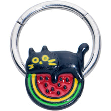 Load image into Gallery viewer, 16G 3/8 Watermelon Cat Love Hinged Segment Ring
