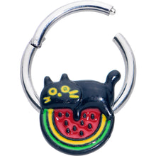 Load image into Gallery viewer, 16G 3/8 Watermelon Cat Love Hinged Segment Ring
