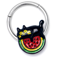 Load image into Gallery viewer, 16G 3/8 Watermelon Cat Love Hinged Segment Ring
