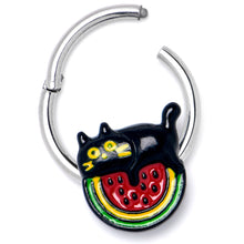 Load image into Gallery viewer, 16G 3/8 Watermelon Cat Love Hinged Segment Ring
