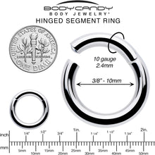 Load image into Gallery viewer, 10G 3/8 316L Surgical Steel Precision Hinged Segment Hoop
