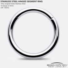 Load image into Gallery viewer, 10G 5/8 316L Surgical Steel Precision Hinged Segment Hoop
