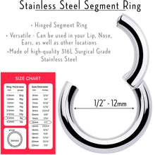 Load image into Gallery viewer, 8G 1/2 316L Surgical Steel Precision Hinged Segment Hoop
