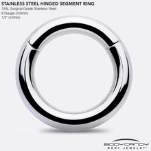 Load image into Gallery viewer, 8G 1/2 316L Surgical Steel Precision Hinged Segment Hoop
