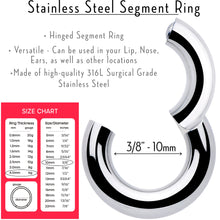 Load image into Gallery viewer, 6G 3/8 316L Surgical Steel Precision Hinged Segment Hoop
