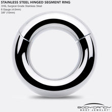 Load image into Gallery viewer, 6G 3/8 316L Surgical Steel Precision Hinged Segment Hoop
