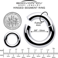 Load image into Gallery viewer, 6G 3/8 316L Surgical Steel Precision Hinged Segment Hoop
