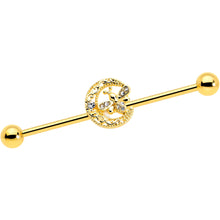 Load image into Gallery viewer, 14G Clear Gem Gold Tone Lunar Dragonfly Industrial Barbell 38mm
