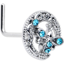 Load image into Gallery viewer, 20G 7mm Blue Gem Lunar Dragonfly L Shape Nose Ring
