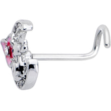 Load image into Gallery viewer, 20G 7mm Clear CZ Gem Rabbit On The Moon Pink Left Side Nose Screw
