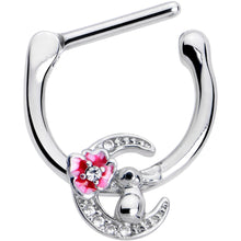 Load image into Gallery viewer, 16G 5/16 Clear CZ Gem Rabbit On The Moon Pink Cartilage Clicker

