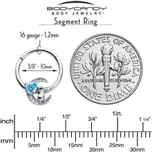 Load image into Gallery viewer, 16G 3/8 Clear CZ Gem Rabbit On The Moon Blue Hinged Segment Ring
