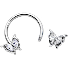 Load image into Gallery viewer, 16G 3/8 Clear Gem Fancy Fab Butterfly Horseshoe Circular Barbell
