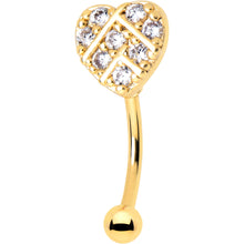 Load image into Gallery viewer, 16G 5/16 Clear Gem Gold Tone Lattice Heart Curved Eyebrow Ring
